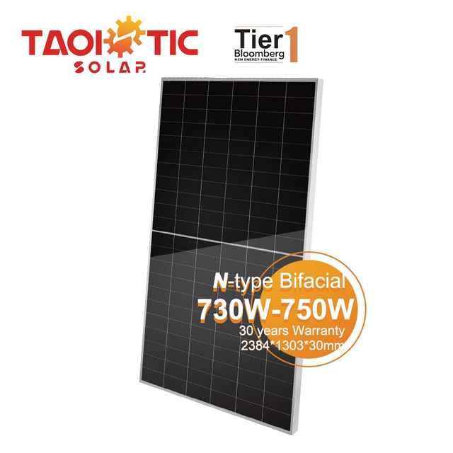 Tier 1 Brend, 730W-750W Mono Bifacial Dual-Glass G&uuml;nəş Modulu